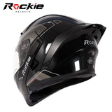 Rockie helmet R5 (Classic) Motocycle Dual Visor Flip up helmets Modular Helmet(Black)
