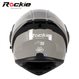 Rockie helmet R5 (Classic) Motocycle Dual VisorFlip up helmets Modular Helmet (Grey)
