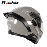 Rockie helmet R5 (Classic) Motocycle Dual VisorFlip up helmets Modular Helmet (Grey)