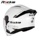 Rockie helmet R6 Motocycle Dual Visor Open Face Helmet(White)