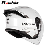 Rockie helmet R6 Motocycle Dual Visor Open Face Helmet(White)