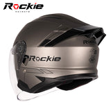 Rockie helmet R6 Motocycle Dual Visor Open Face Helmet(Grey)